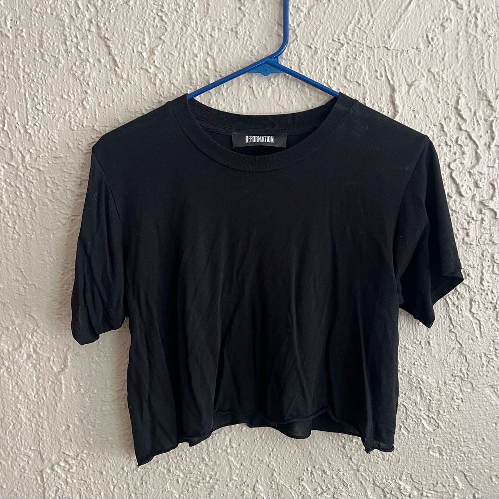 Reformation Black Crop T-Shirt